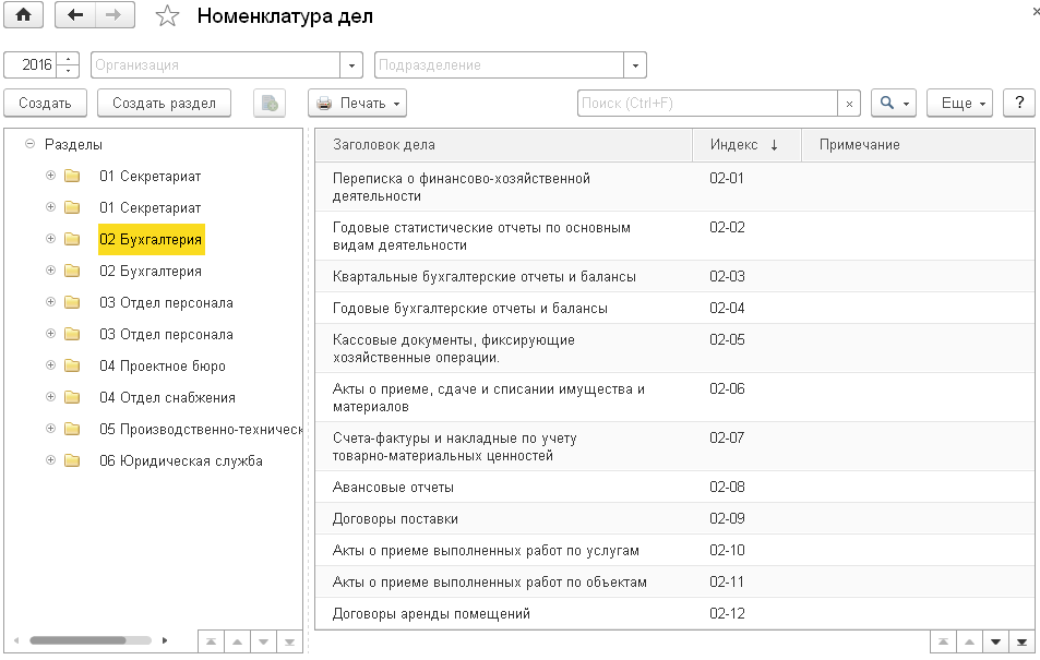 1.10. Номенклатура Дел :: 1С:Документооборот КОРП Для Беларуси.