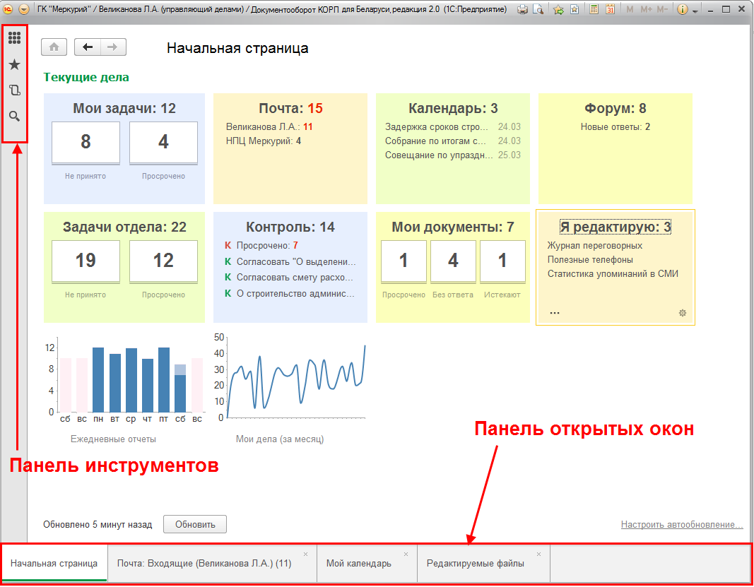 Глава 3. Интерфейс программы :: 1С:Предприятие 8. Документооборот КОРП для  Беларуси. Редакция 2.0